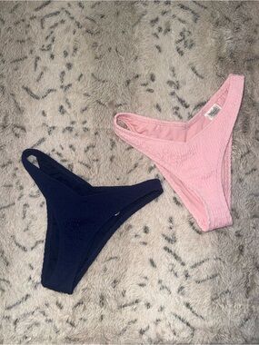 Bundle of wild fable Navy & Light Pink Ribbed Bikini Bottoms Set
